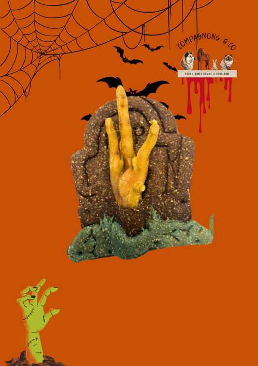 Friandise spécial Halloween - Tombeau avec pied de poulet