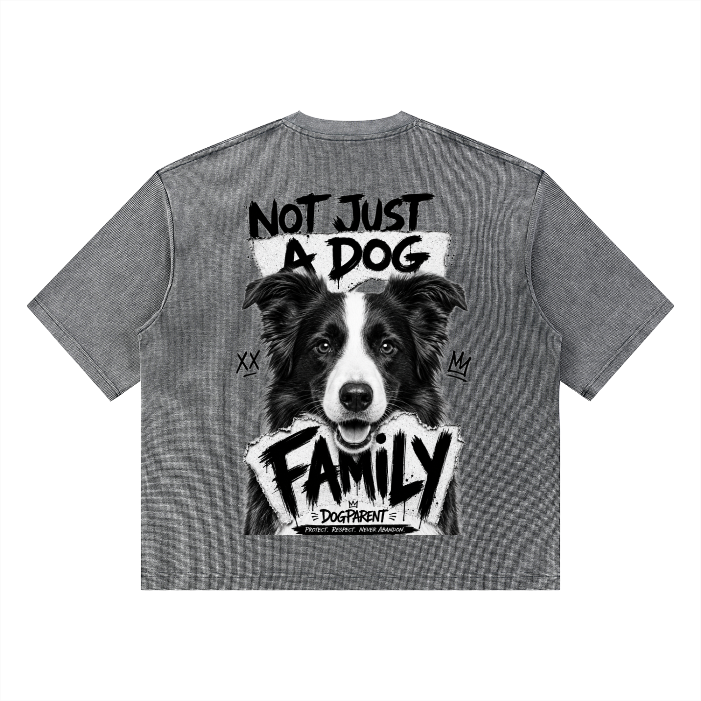 FAMILY Border Collie - Waffle Boxy T-Shirt