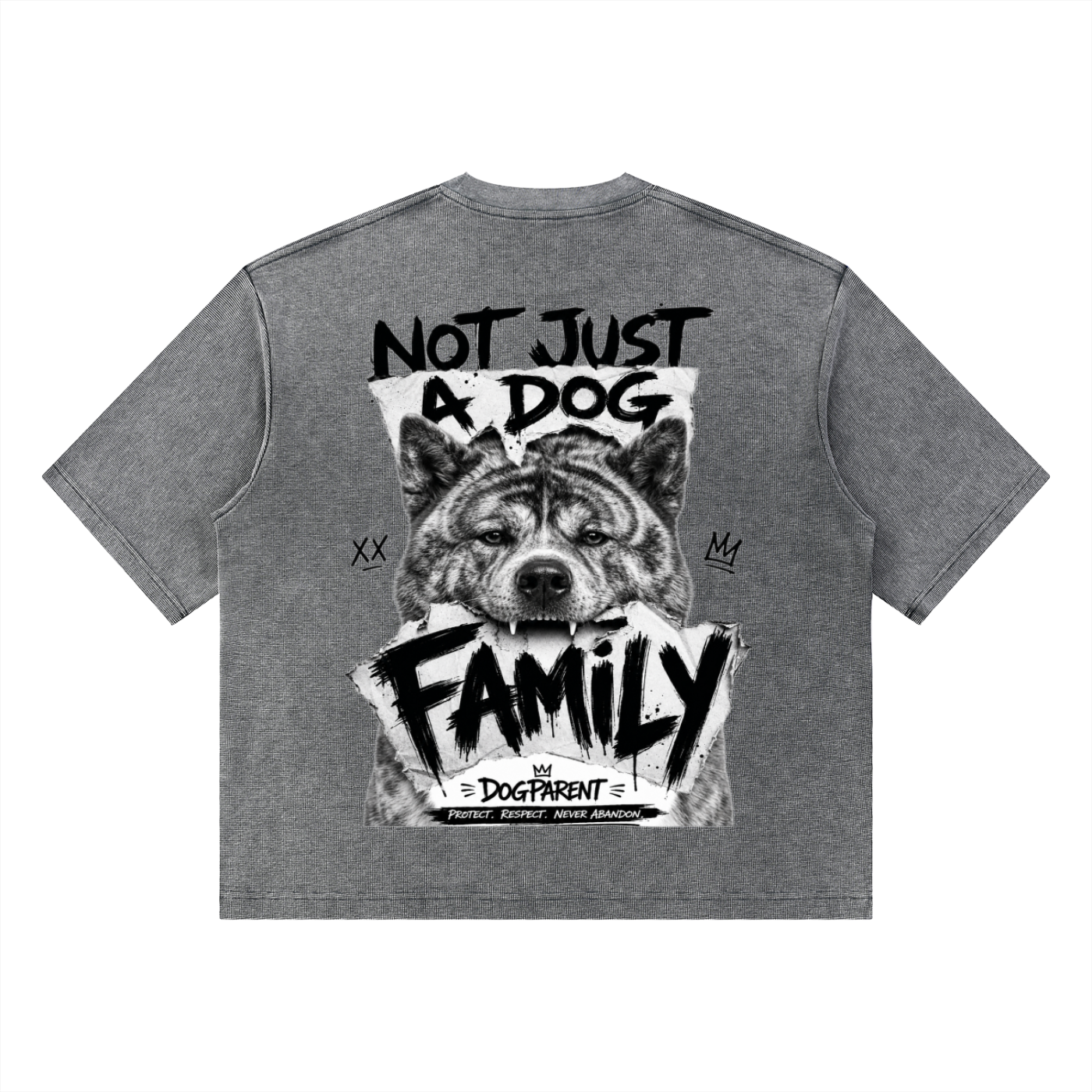 FAMILY Akita Inu Bringé - Waffle Boxy T-Shirt