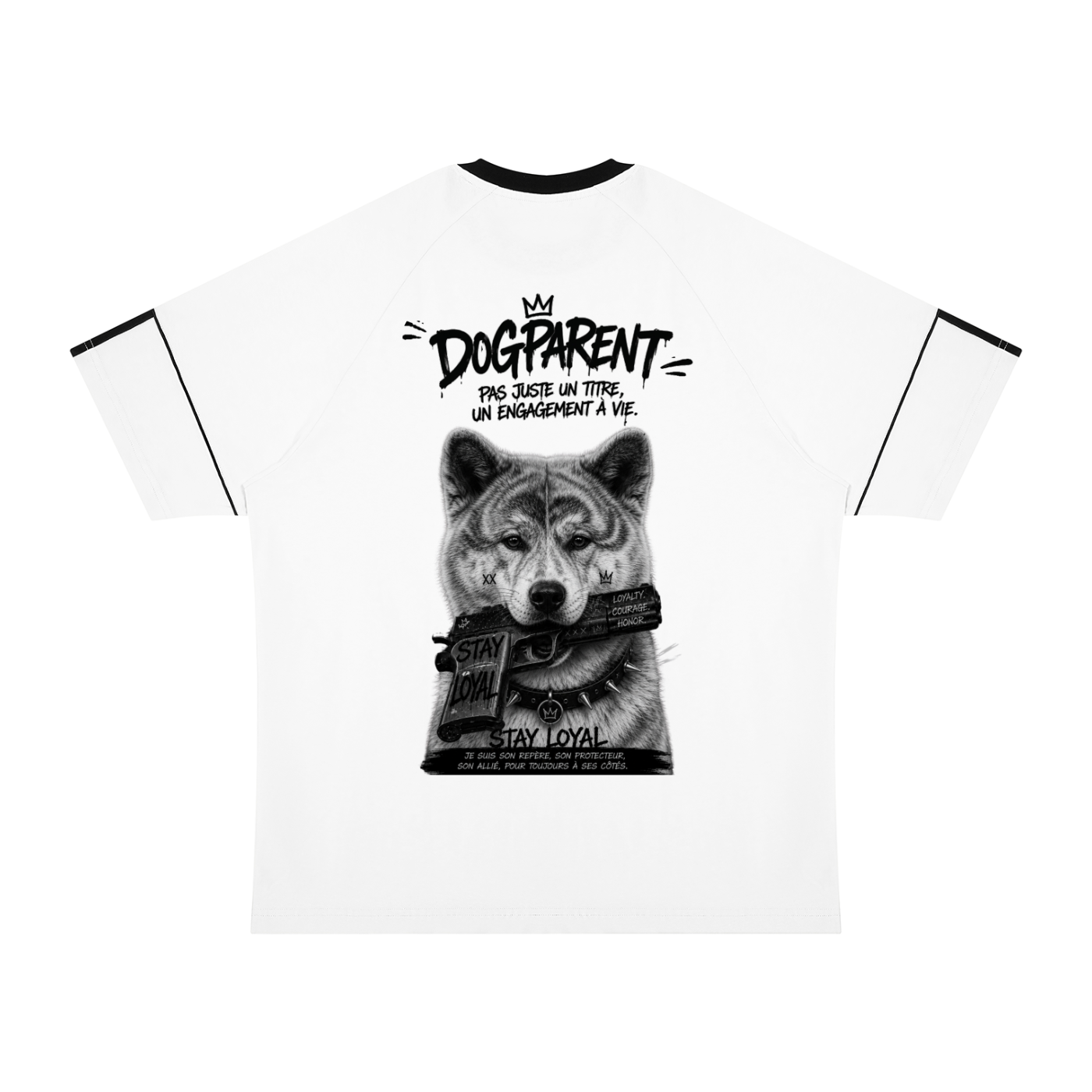 GUN Akita Inu Bringé Blanc - T-shirt Raglan
