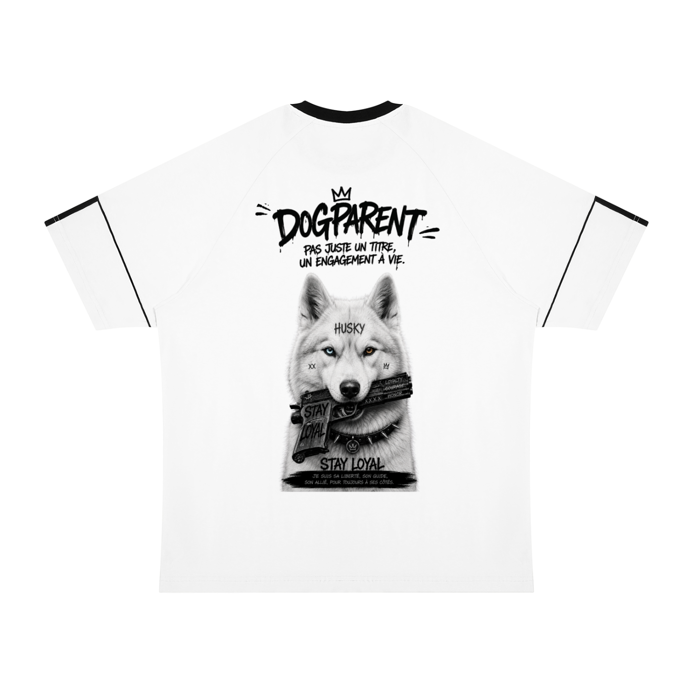 GUN White Husky with Odd-Colored Eyes - T-shirt Raglan